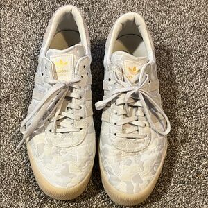 Adidas Light Gray Camouflage Sneakers with Beige Sole Size 10